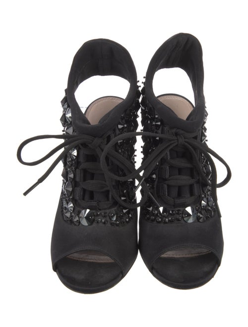 Miu Miu Satin Crystal Embellishments Slingback Sandals