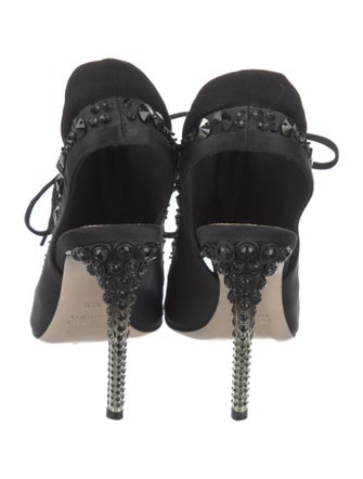 Miu Miu Satin Crystal Embellishments Slingback Sandals