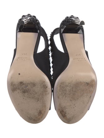 Miu Miu Satin Crystal Embellishments Slingback Sandals