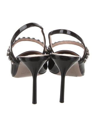 Miu Miu Patent Leather Crystal Embellishments Slingback Pumps