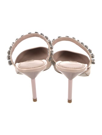 Miu Miu Patent Leather Crystal Embellishments Mules