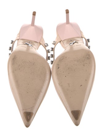 Miu Miu Patent Leather Crystal Embellishments Mules