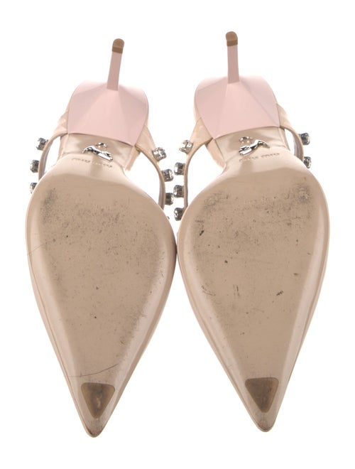 Miu Miu Patent Leather Crystal Embellishments Mules
