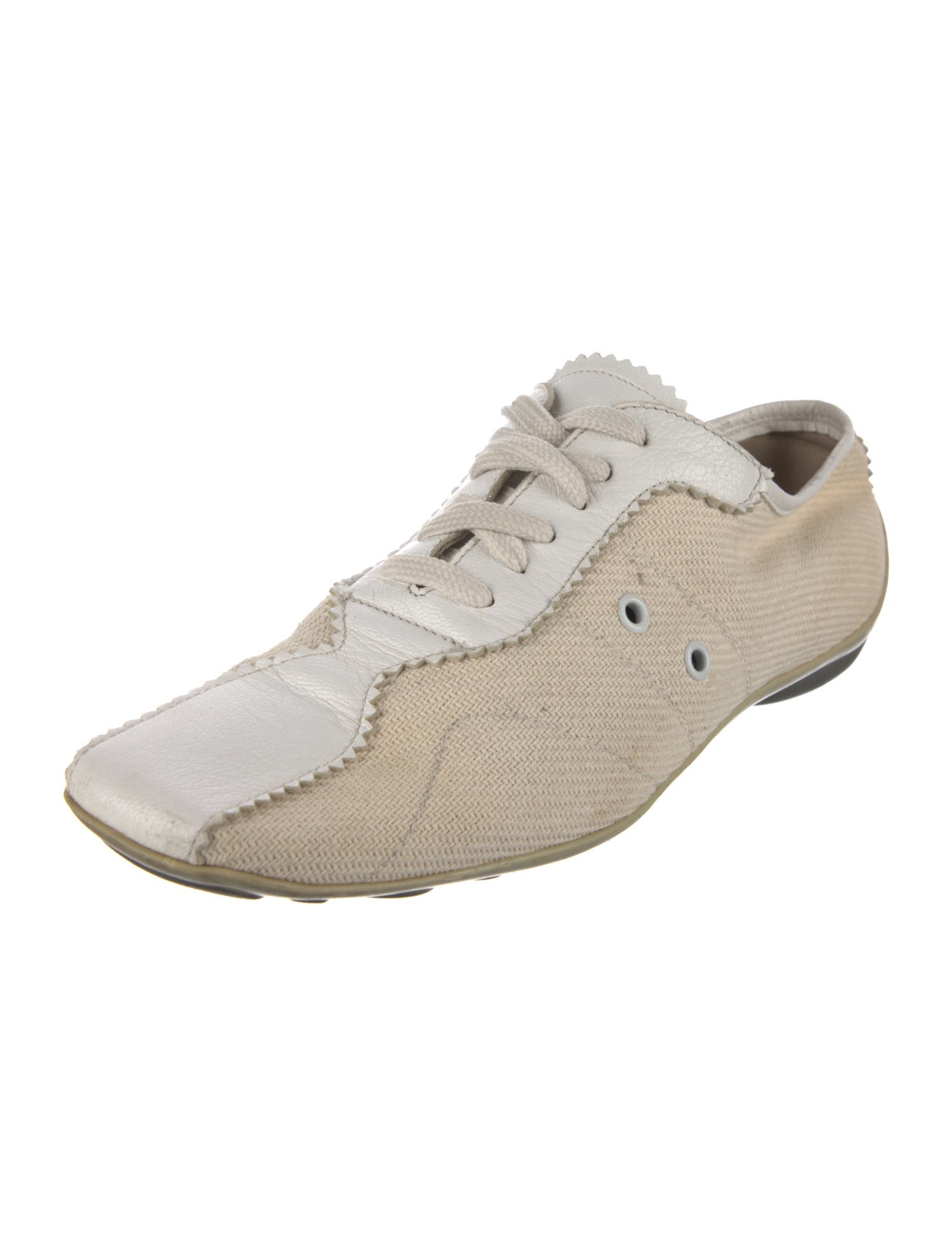 Miu Miu Canvas Leather Trim Embellishment Sneakers