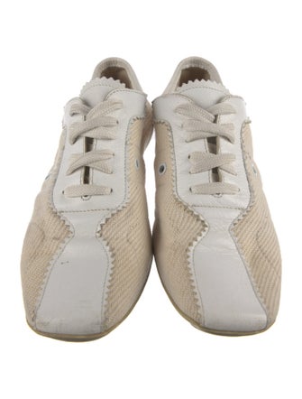 Miu Miu Canvas Leather Trim Embellishment Sneakers