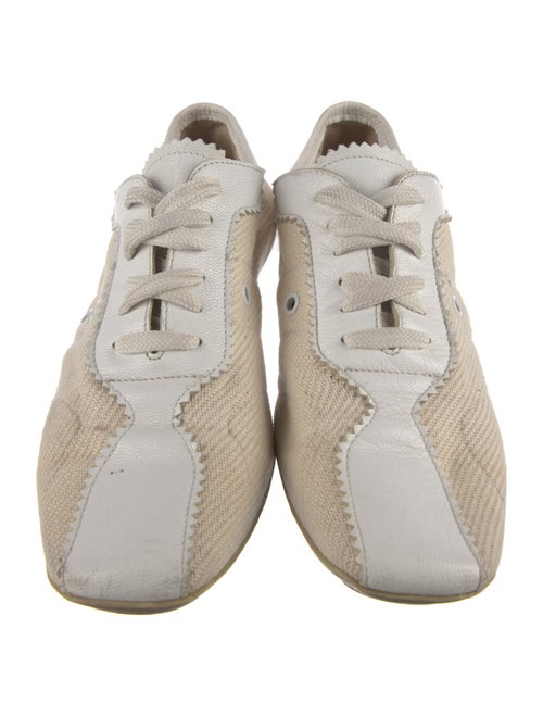 Miu Miu Canvas Leather Trim Embellishment Sneakers