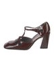 Miu Miu Patent Leather Cutout Accent T-Strap Pumps