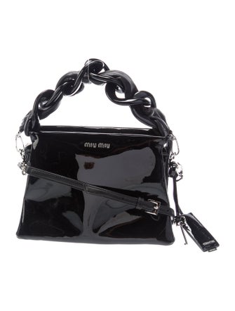 Miu Miu Patent Leather Patent Leather Chain-Link Handle Bag