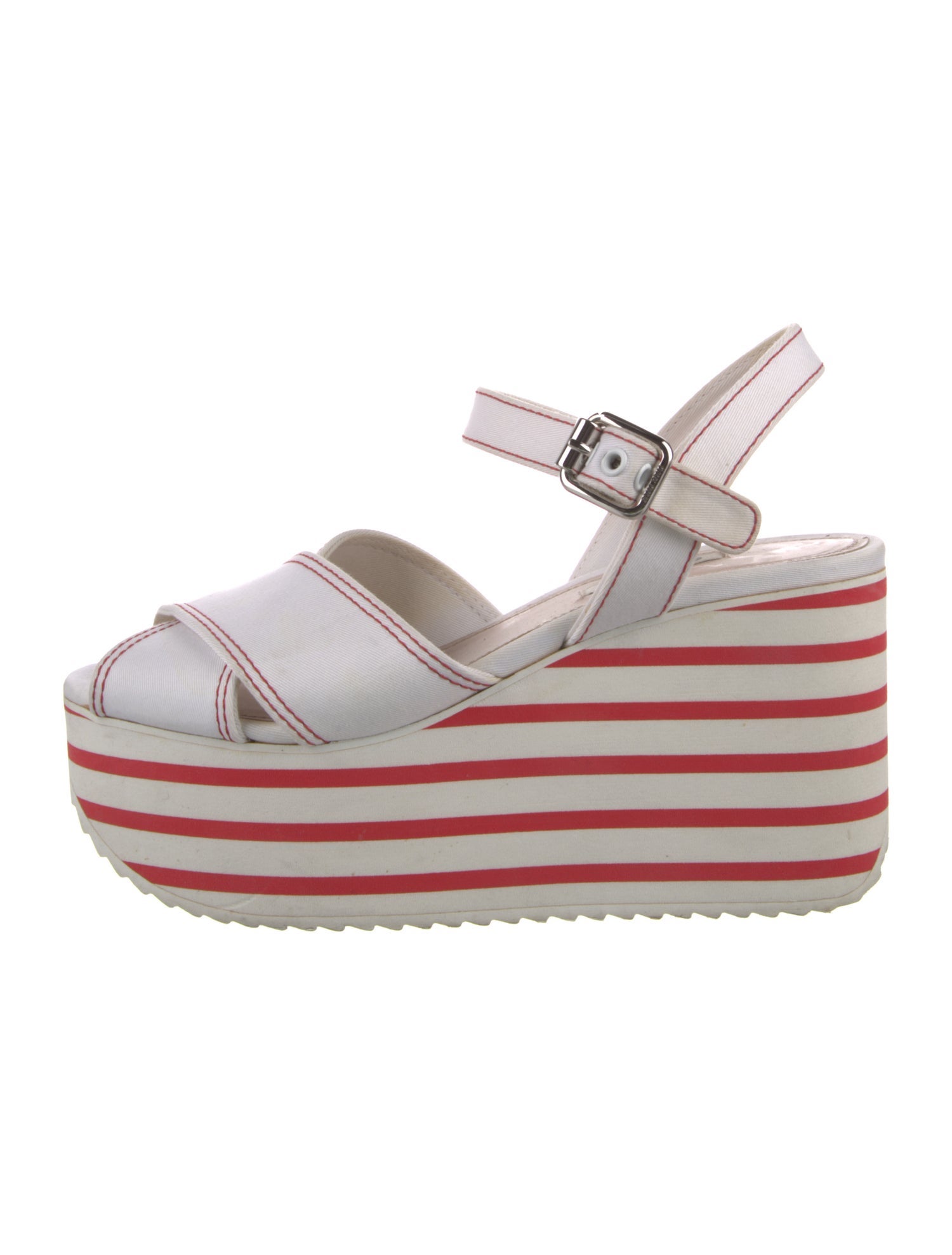 Miu Miu Canvas Striped Slingback Sandals