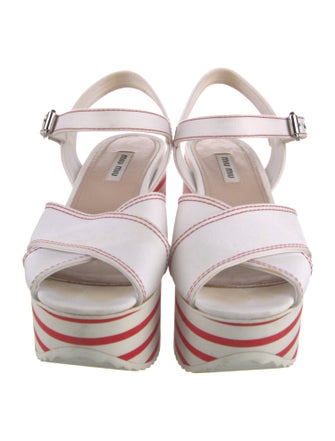 Miu Miu Canvas Striped Slingback Sandals
