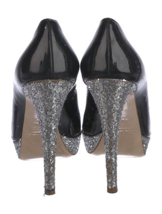 Miu Miu Patent Leather Glitter Accents Pumps
