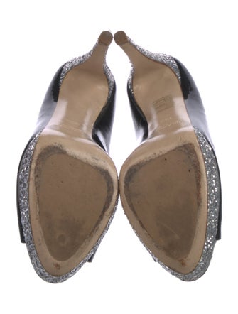 Miu Miu Patent Leather Glitter Accents Pumps