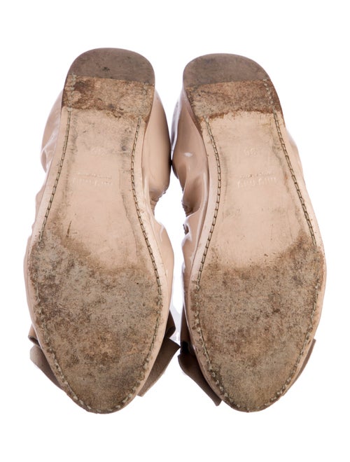 Miu Miu Patent Leather Bow Accents Ballet Flats