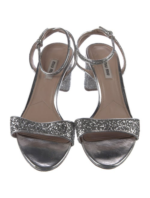 Miu Miu Glitter Crystal Embellishments Sandals