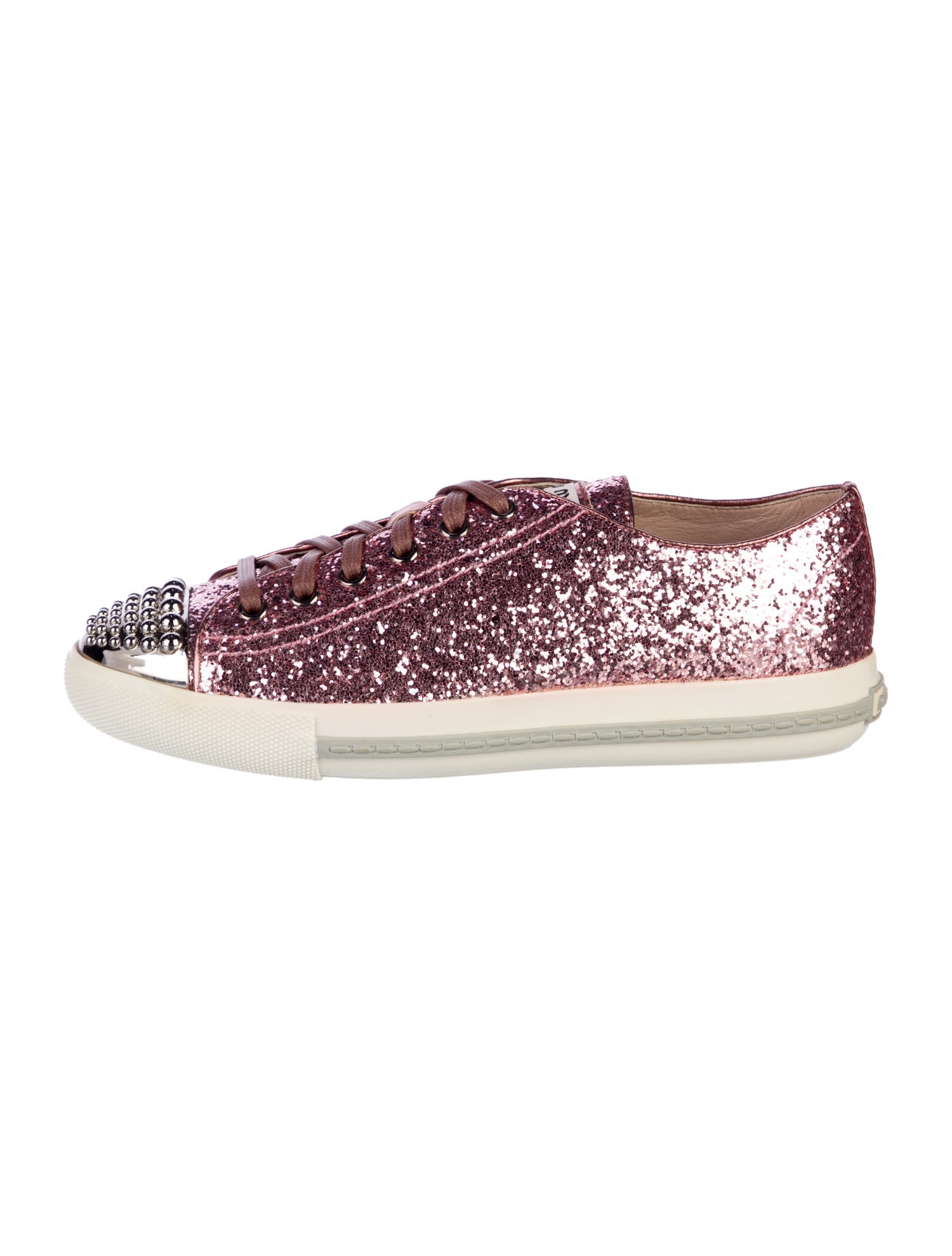 Miu Miu Glitter Colorblock Pattern Sneakers
