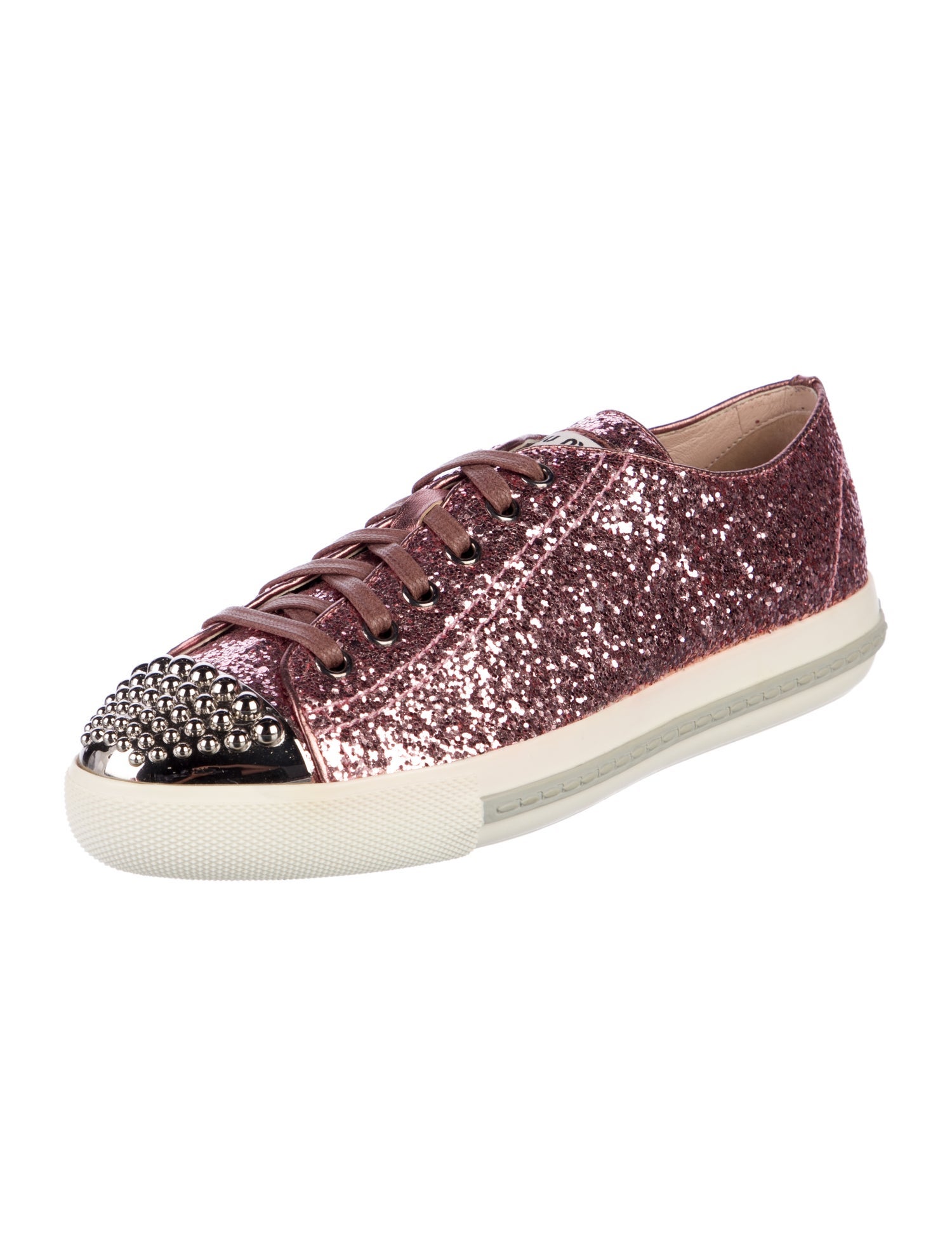 Miu Miu Glitter Colorblock Pattern Sneakers
