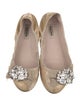 Miu Miu Patent Leather Crystal Embellishments Ballet Flats