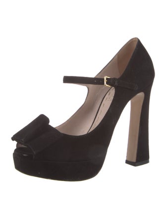 Miu Miu Suede Bow Accents Pumps