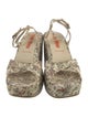 Miu Miu Floral Print Leather Trim Embellishment Sandals