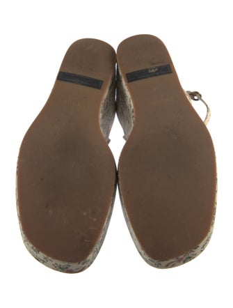 Miu Miu Floral Print Leather Trim Embellishment Sandals