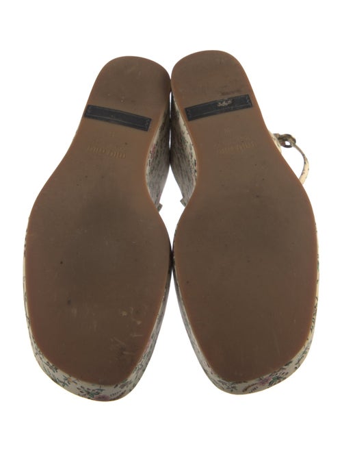 Miu Miu Floral Print Leather Trim Embellishment Sandals