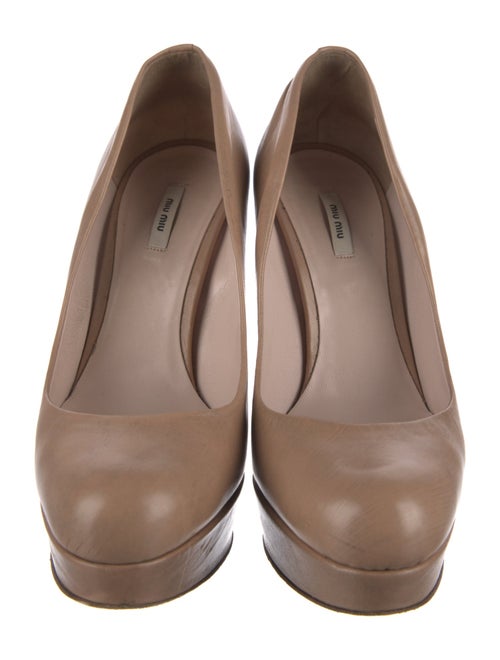 Miu Miu Leather Ruffle Embellishment Pumps