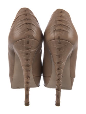 Miu Miu Leather Ruffle Embellishment Pumps