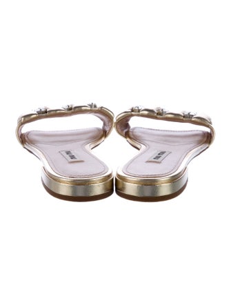 Miu Miu Leather Crystal Embellishments Slides