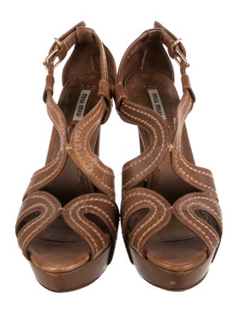 Miu Miu Leather Slingback Sandals