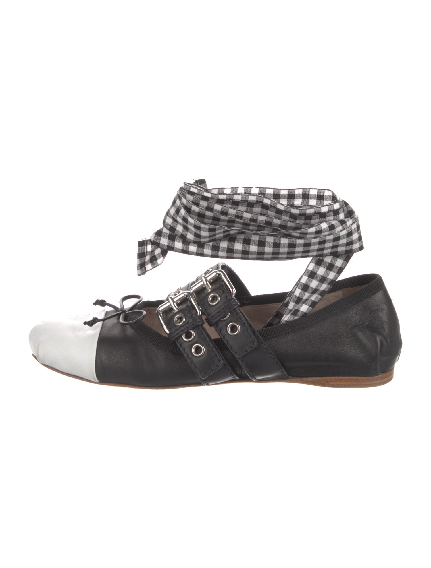 Miu Miu Leather Colorblock Pattern Ballet Flats