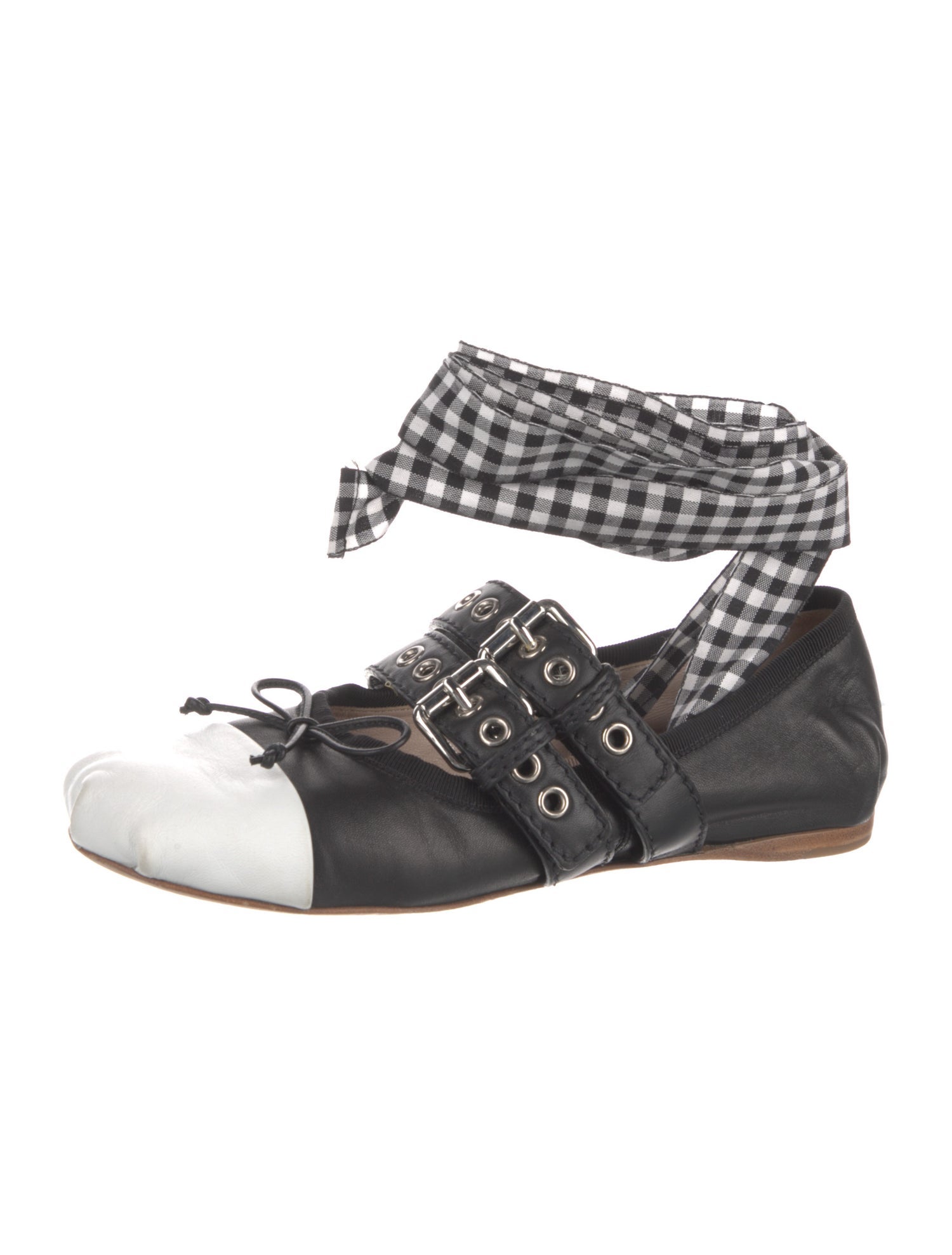 Miu Miu Leather Colorblock Pattern Ballet Flats