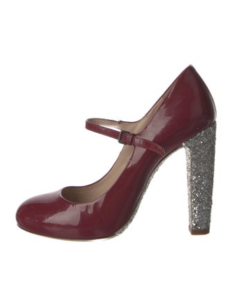 Miu Miu Patent Leather Glitter Accents Pumps