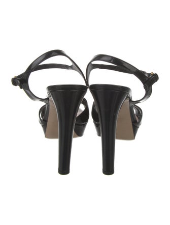 Miu Miu Patent Leather Crystal Embellishments Slingback Sandals