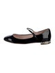 Miu Miu Patent Leather Crystal Embellishments Mary Jane Flats