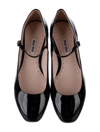 Miu Miu Patent Leather Crystal Embellishments Mary Jane Flats