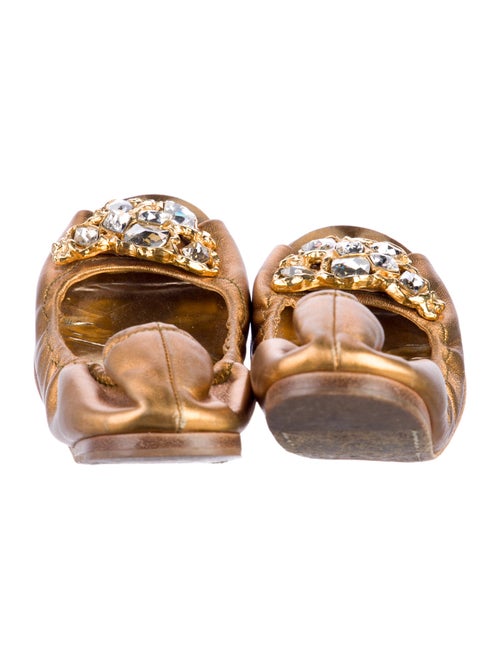 Miu Miu Leather Crystal Embellishments Flats