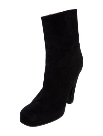 Miu Miu Suede Leather Trim Embellishment Boots