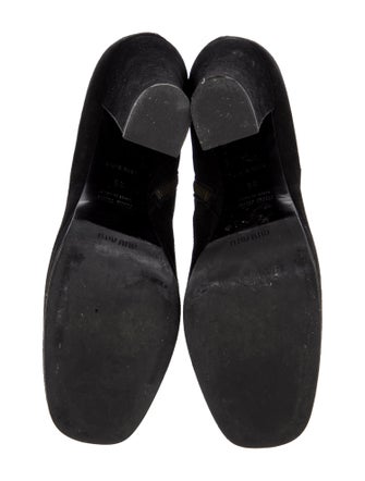 Miu Miu Suede Leather Trim Embellishment Boots