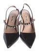 Miu Miu Patent Leather Crystal Embellishments Slingback Pumps