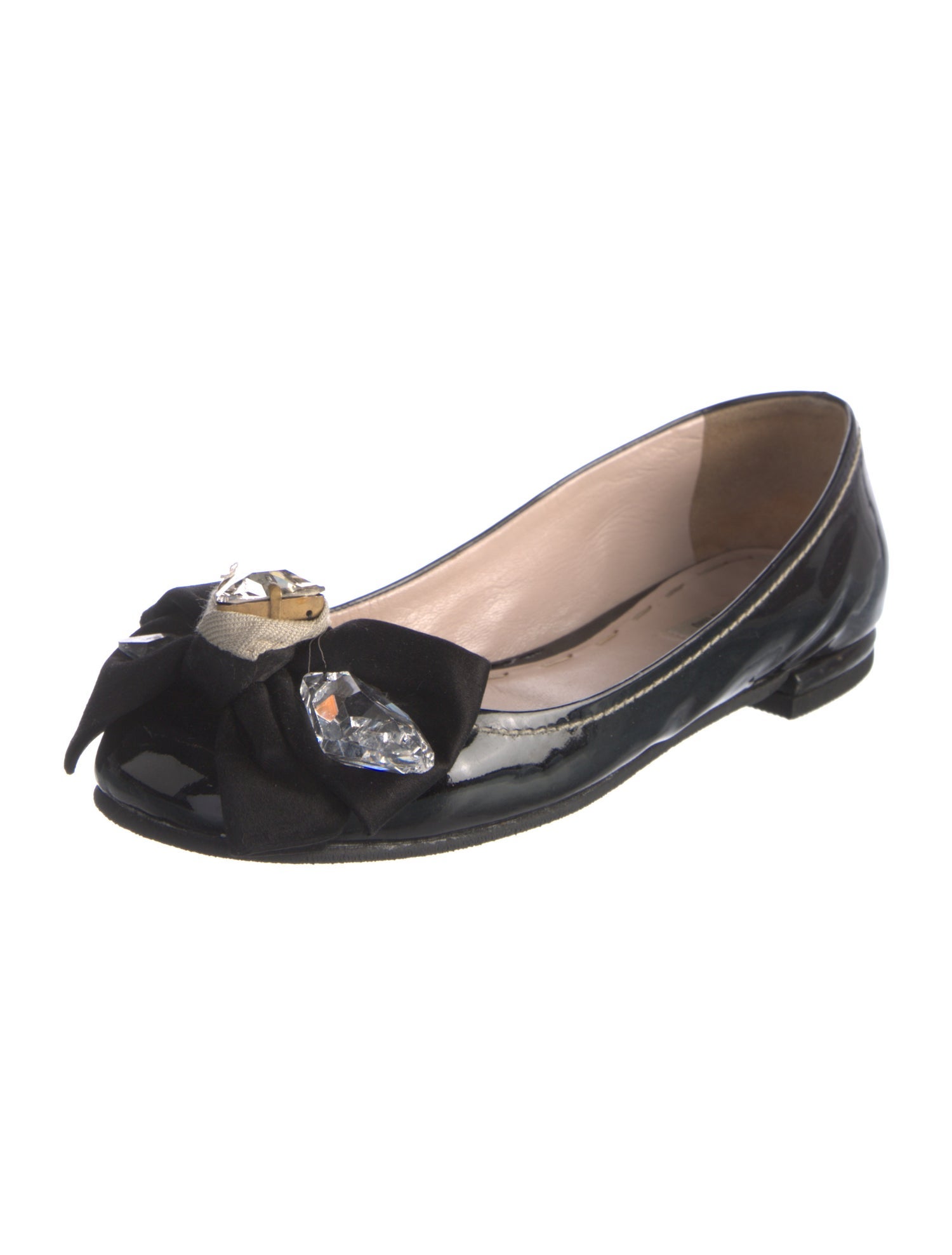 Miu Miu Patent Leather Bow Accents Flats