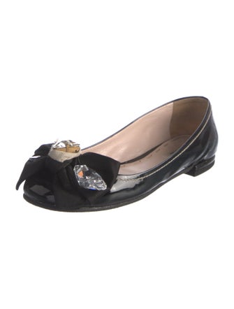 Miu Miu Patent Leather Bow Accents Flats