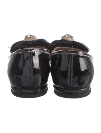 Miu Miu Patent Leather Bow Accents Flats