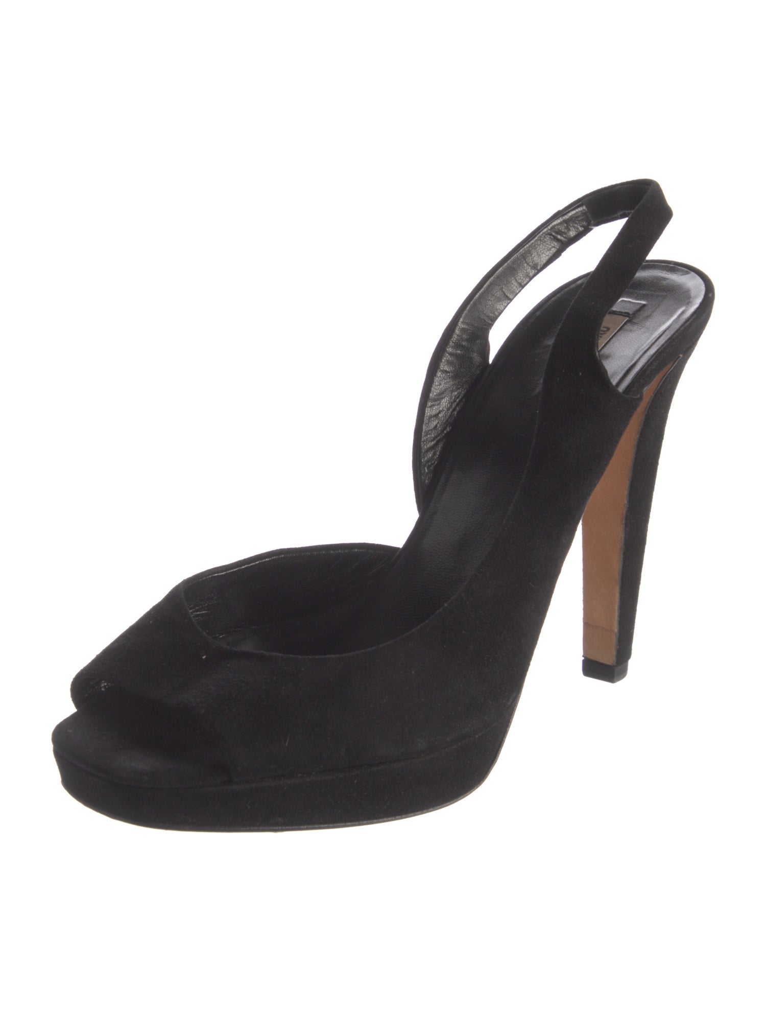 Miu Miu Suede Leather Trim Embellishment Slingback Sandals