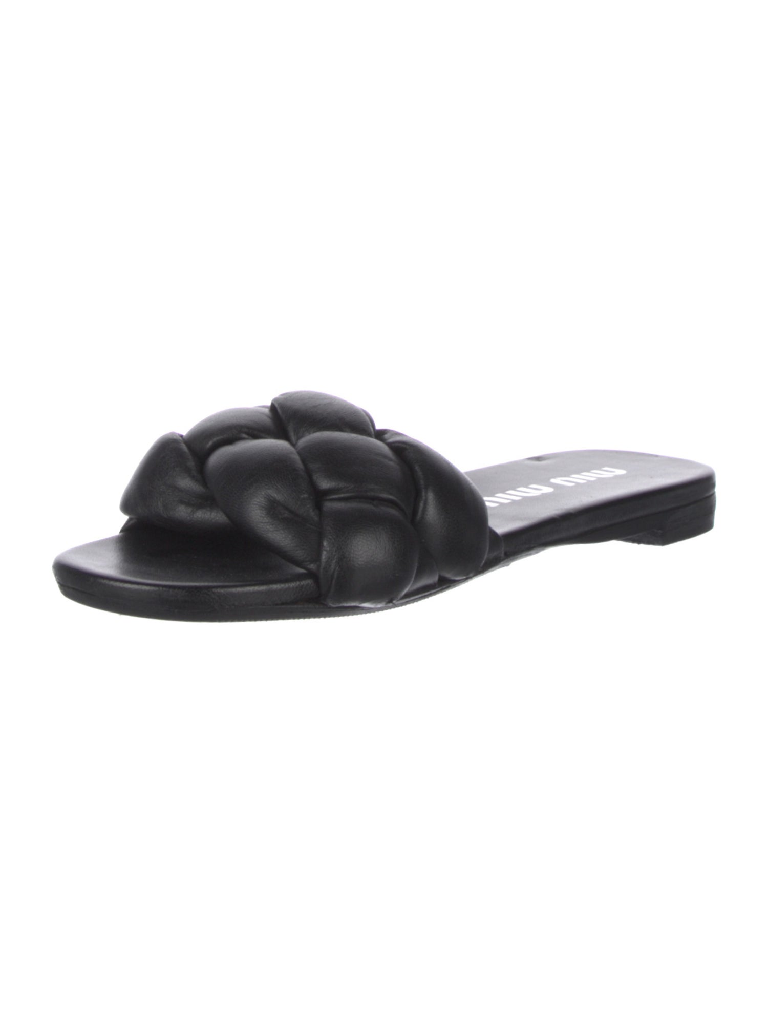 Miu Miu Leather Braided Accents Slides