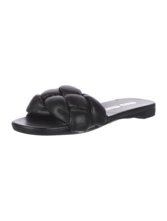 Miu Miu Leather Braided Accents Slides