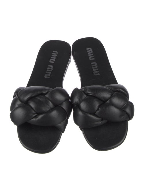 Miu Miu Leather Braided Accents Slides