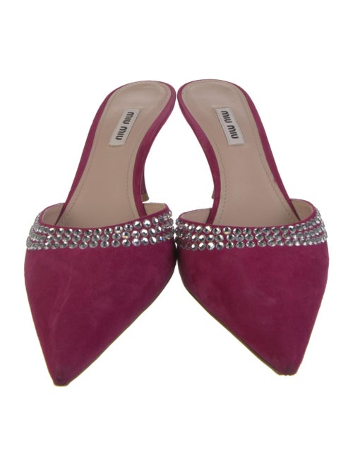 Miu Miu Suede Crystal Embellishments Mules