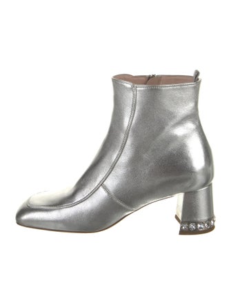Miu Miu Leather Crystal Embellishments Boots