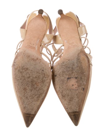 Miu Miu Patent Leather Cutout Accent Slingback Pumps