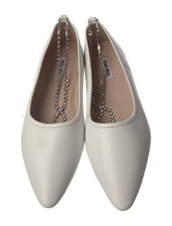 Miu Miu Leather Crystal Embellishments Ballet Flats